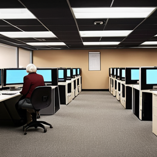Home 11 **A bustling local government office transforming into a modern, digital space. On one side, old filing cabinets overflow with paper; on the other, sleek computer screens display user-friendly online portals. Citizens of varying ages interact with both systems, some looking frustrated with the paperwork, others smiling while using the digital services.**