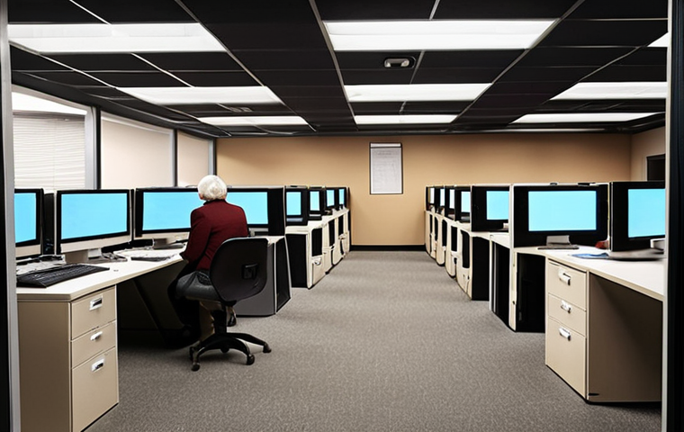 **A bustling local government office transforming into a modern, digital space. On one side, old filing cabinets overflow with paper; on the other, sleek computer screens display user-friendly online portals. Citizens of varying ages interact with both systems, some looking frustrated with the paperwork, others smiling while using the digital services.**
